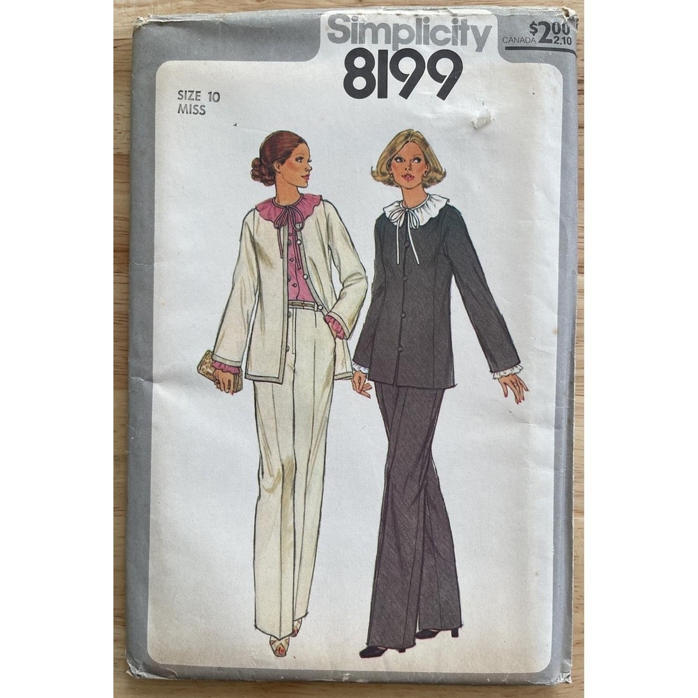 77' Misses' Pants Unlined Jacket & Blouse Size 10 Simplicity 8199 Pattern‎ Uncut
